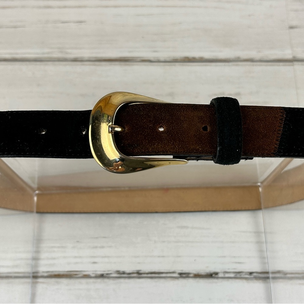 Avignon Women's Two-Tone Suede Belt with Gold Buckle